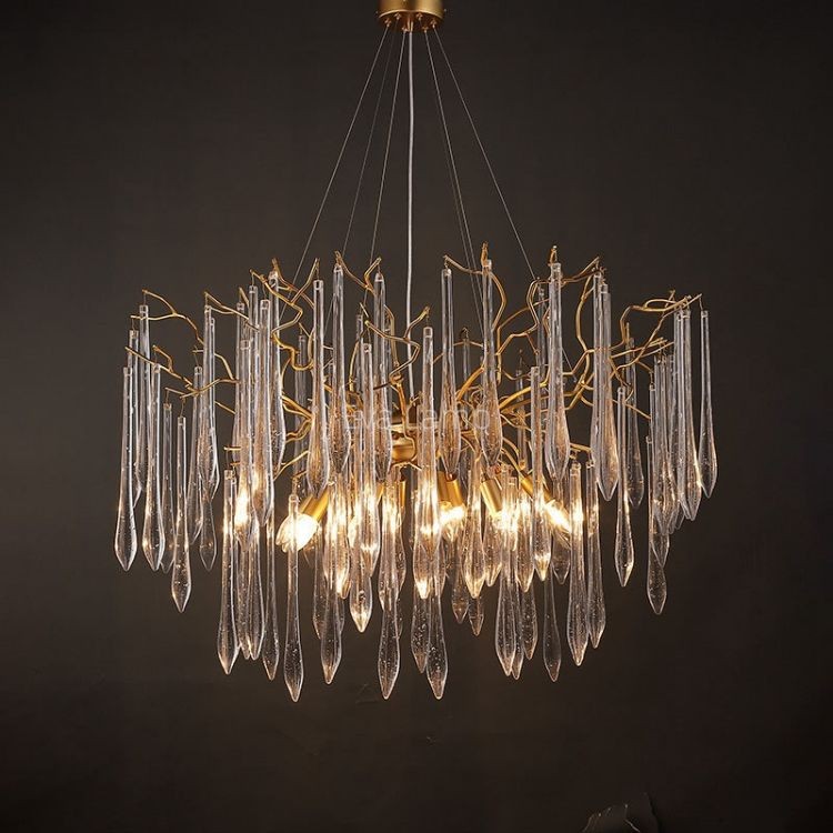 Branching Metal Frame Bubble Glass Drop Chandelier