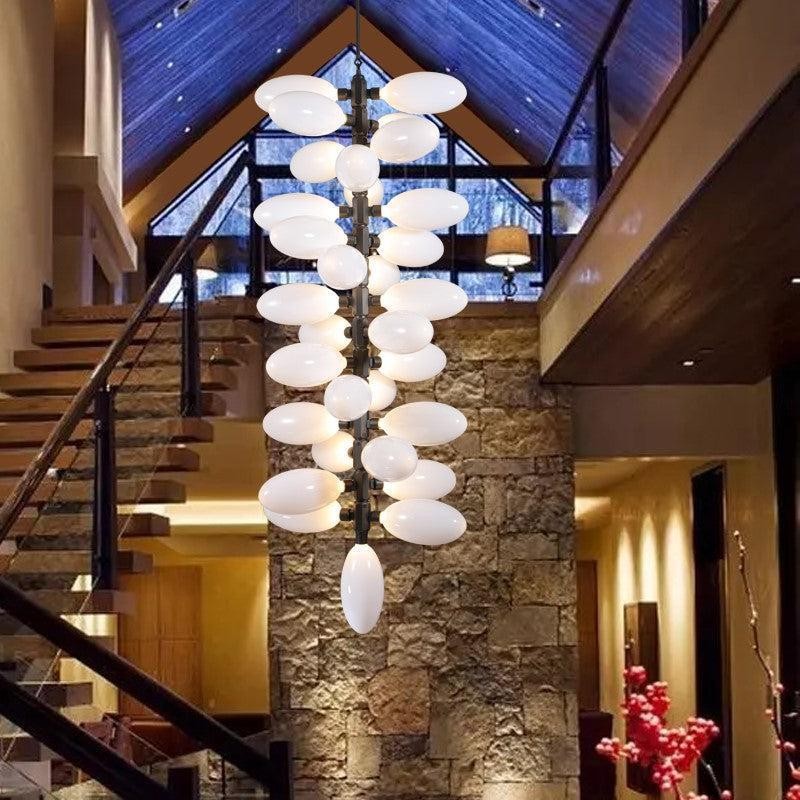 Branching Milk White Glass Globe Chandelier