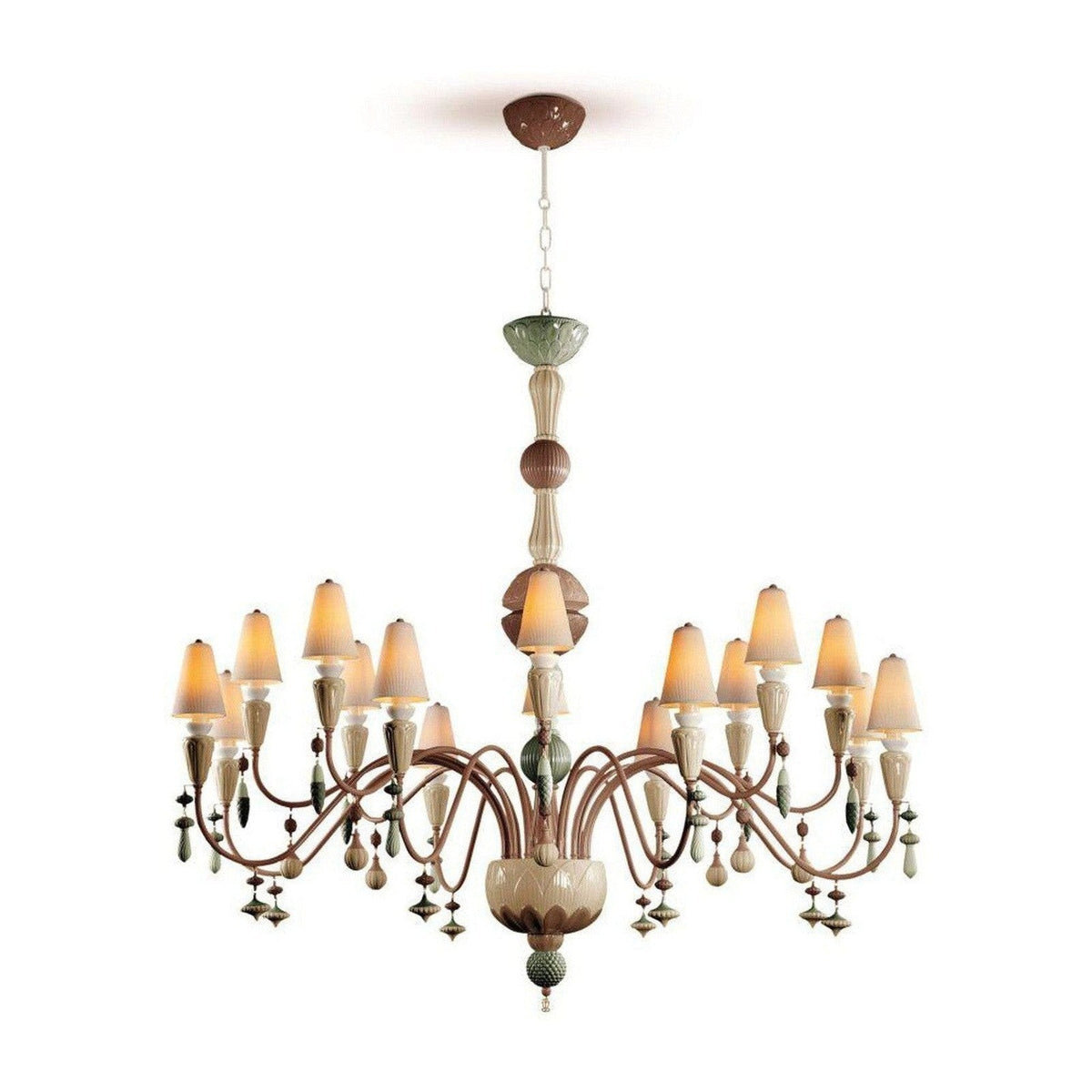 Branching Porcelain Botanical Cluster Chandelier