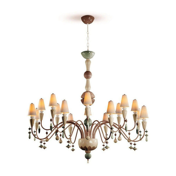 Branching Porcelain Botanical Cluster Chandelier