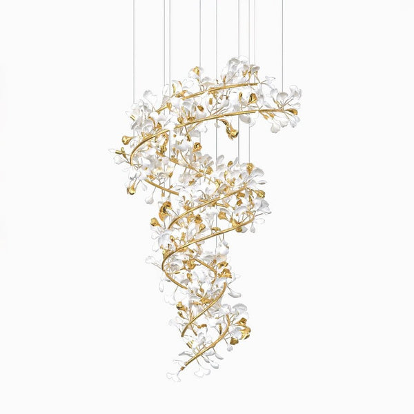 Branching Porcelain Ginkgo Leaf Tree Chandelier