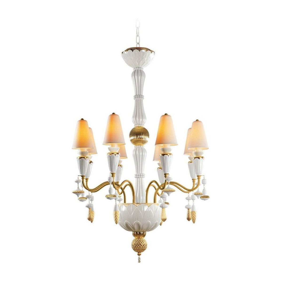 Branching Porcelain Seed Pod and Stone Chandelier