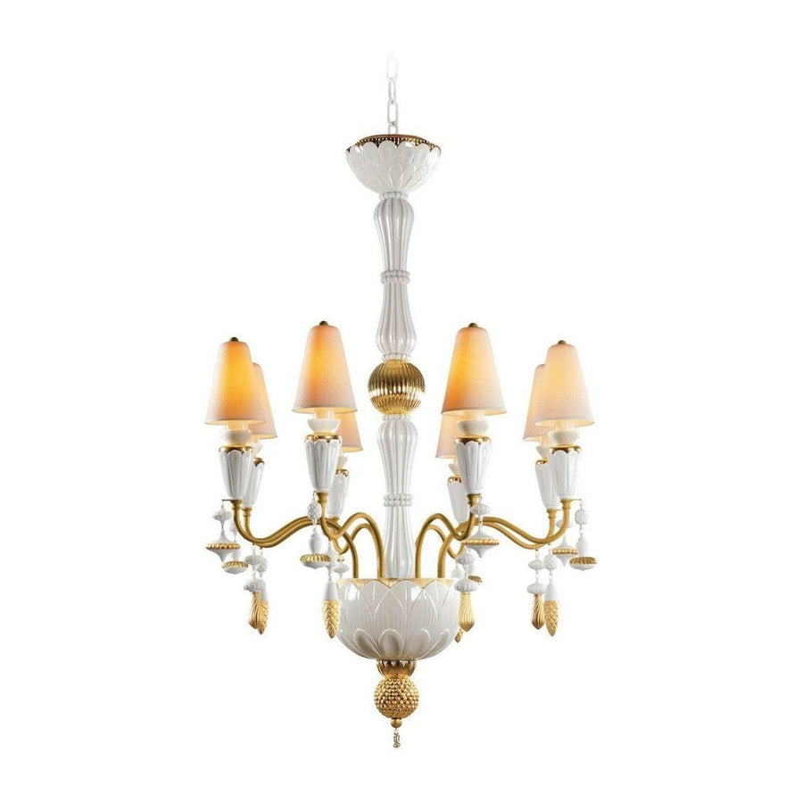 Branching Porcelain Seed Pod and Stone Chandelier
