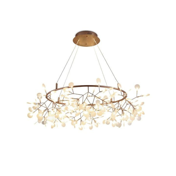 Branching Tree White Leaf Steel Chandelier