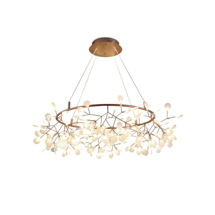 Branching Tree White Leaf Steel Chandelier