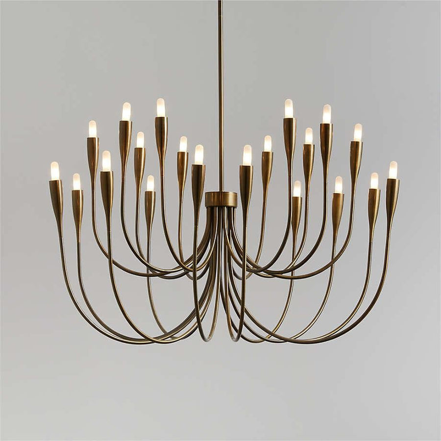Brass and Steel Candelabra Ring Chandelier