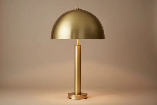 Brass Dome Shade Cylinder Column Table Lamp