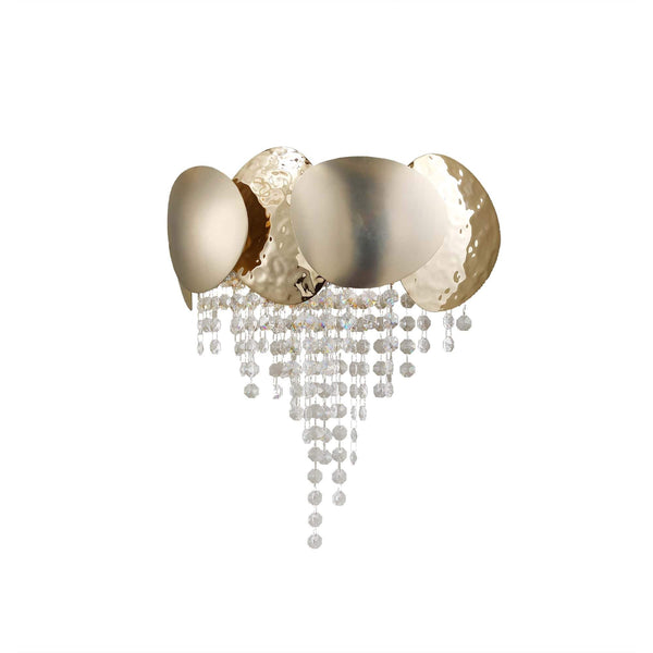 Brass Frame Clear Crystal Wall Sconce