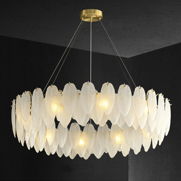 Brass Ring Chandelier with Faceted Crystal