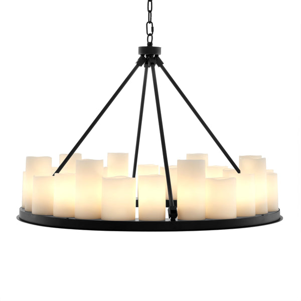 Brass Ring Chandelier with Melted Wax Candles