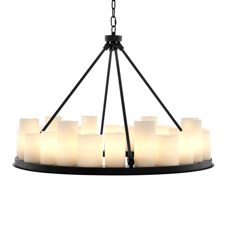 Brass Ring Chandelier with Melted Wax Candles