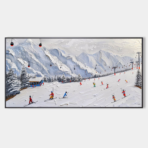 Bright Skiers on Alpine Slopes