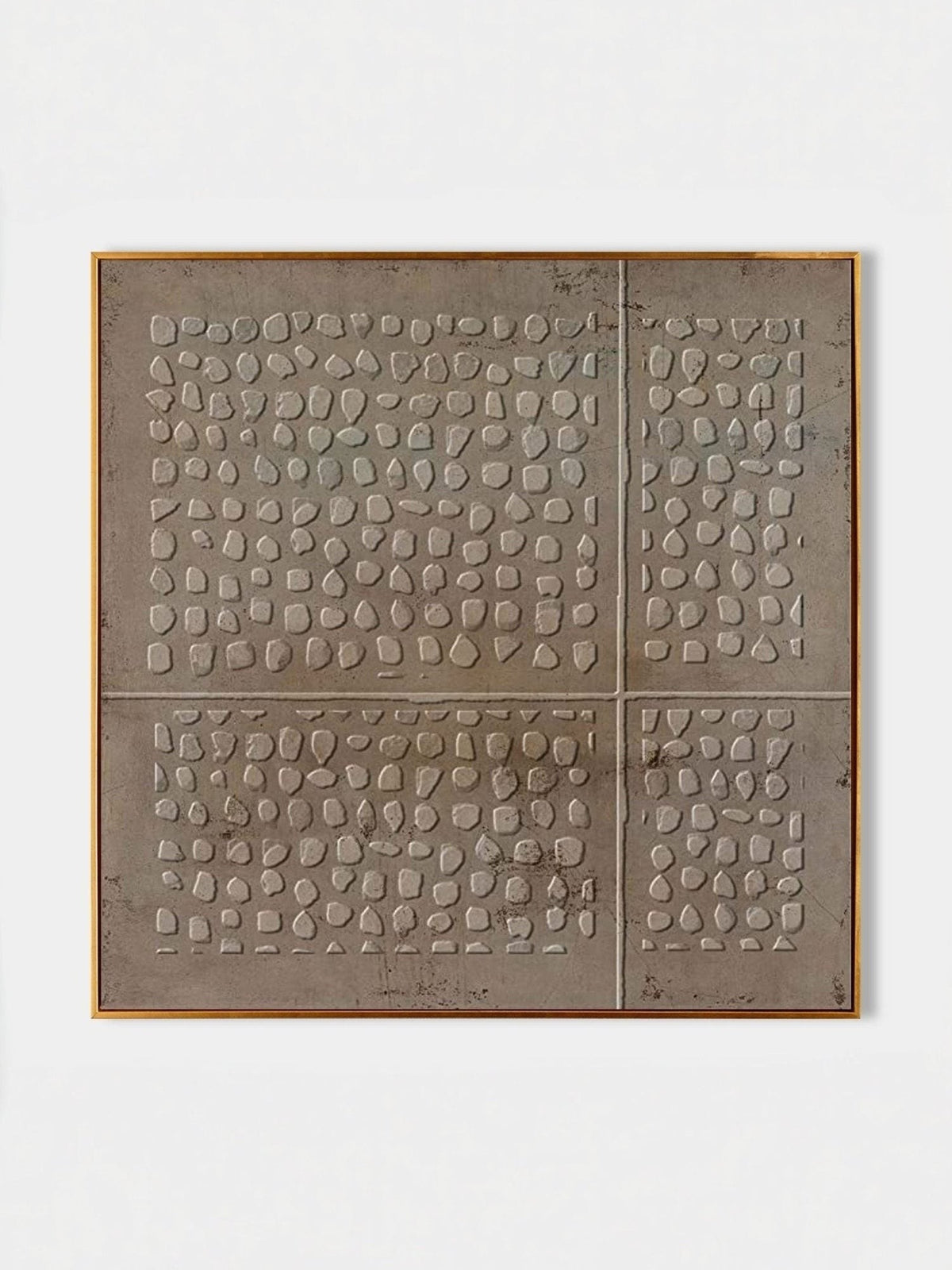 Bronze Grid Relief Wabi-Sabi Wall Art