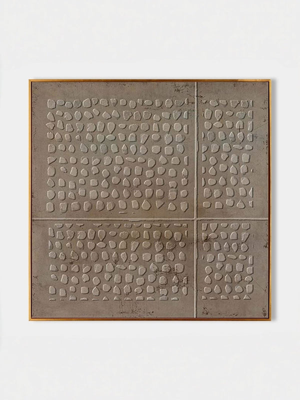 Bronze Grid Relief Wabi-Sabi Wall Art