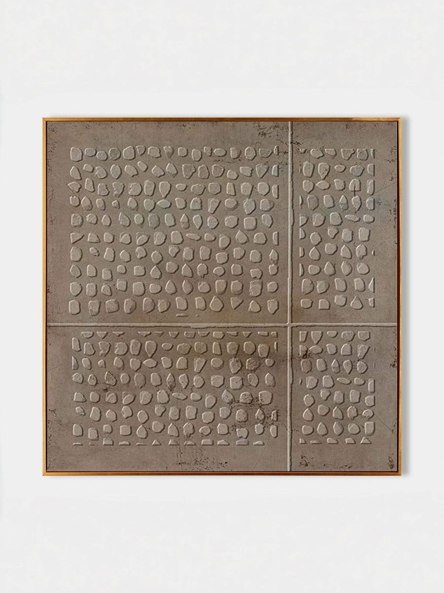 Bronze Grid Relief Wabi-Sabi Wall Art