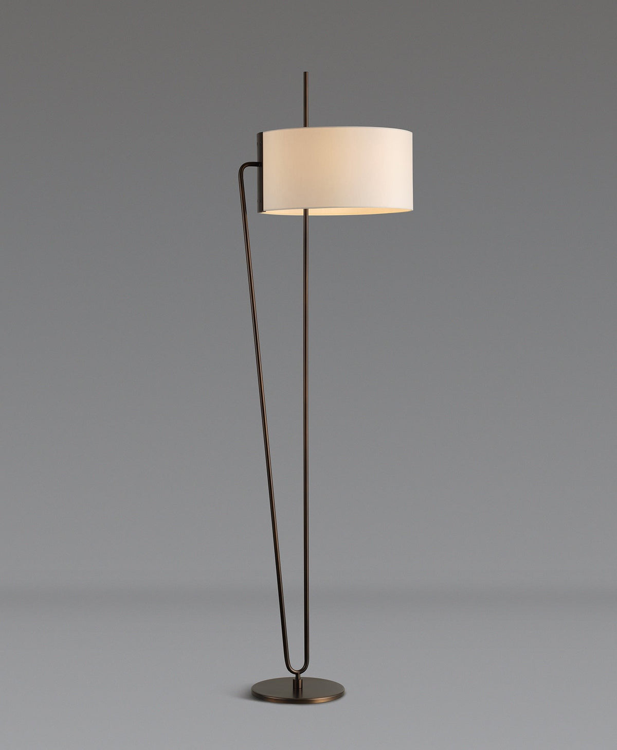 Bronze Patina Brass Floor Lamp with Ivory Silk Shade