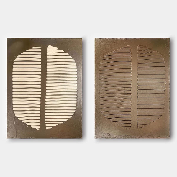 Bronze Ribbed Oval Relief Diptych