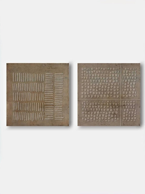 Brown & Beige Abstract Painting Set of 2