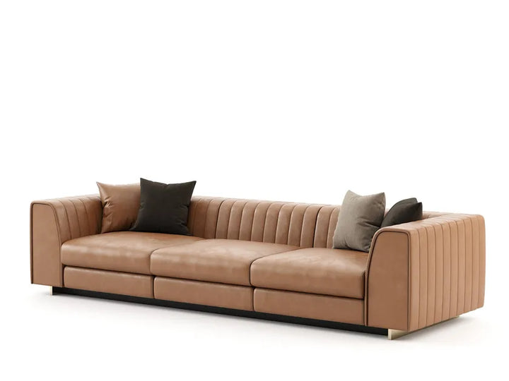 brown leather camel back sofas