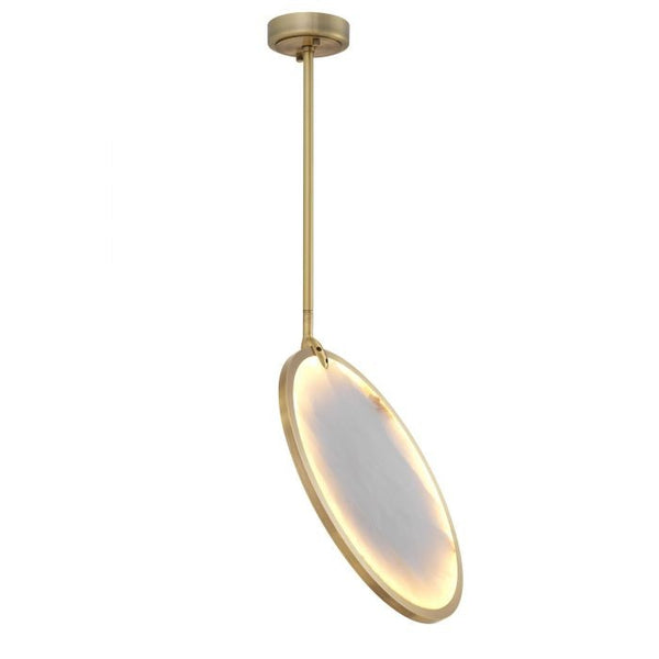 Brushed Brass and Alabaster Shade Chandelier