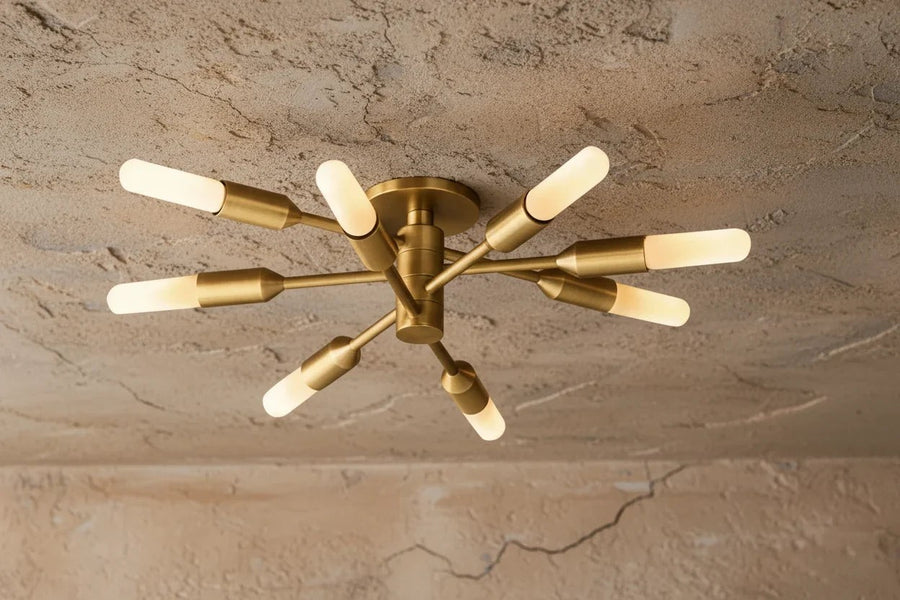 Brushed Brass Sputnik Cluster Flush Mount