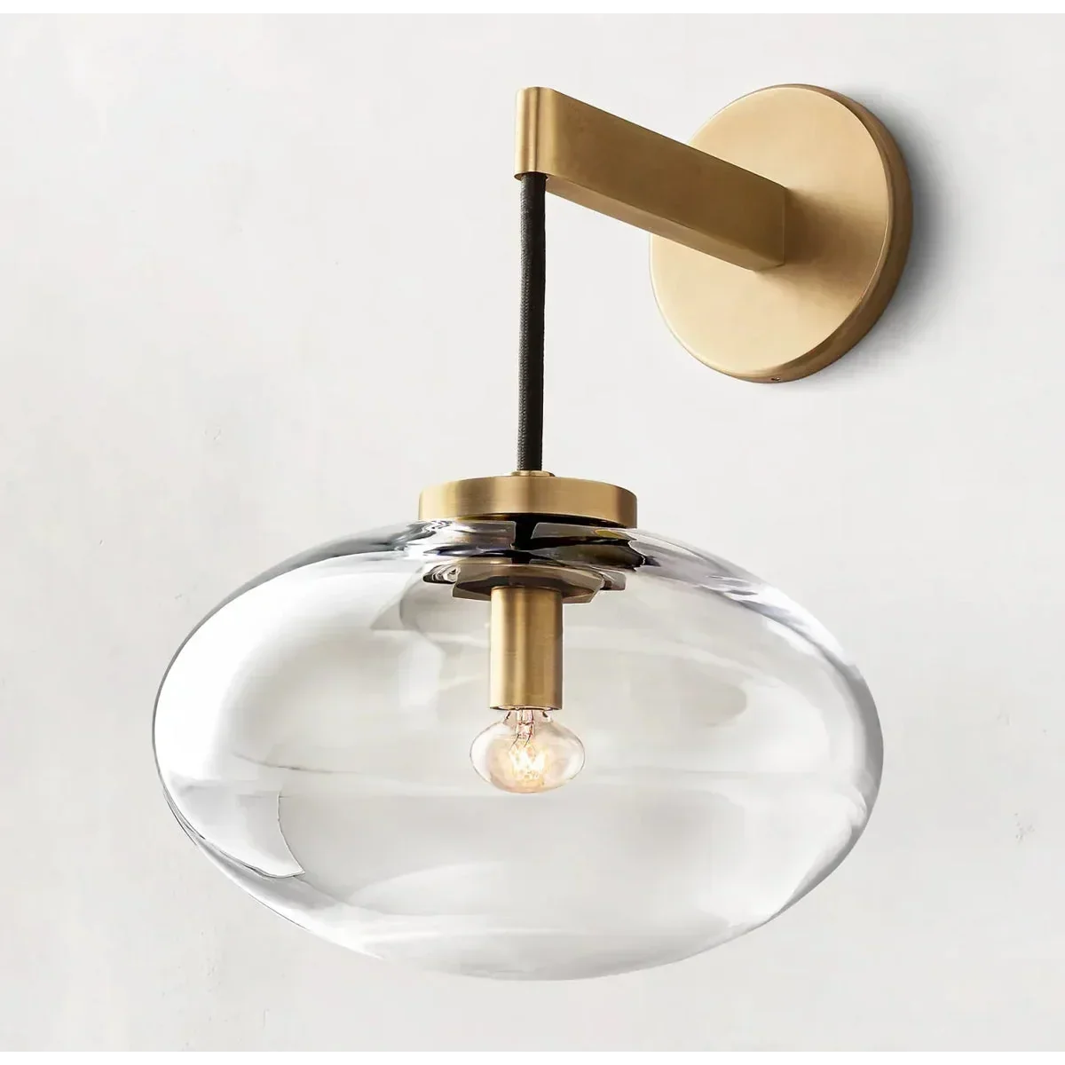 Brushed Copper and Amber Glass Wall Sconce