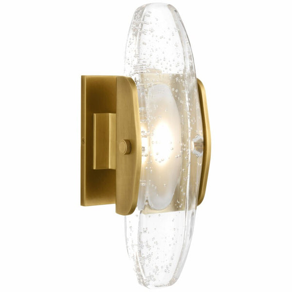 Bubble Cast Glass Disc Brass Frame Wall Sconce