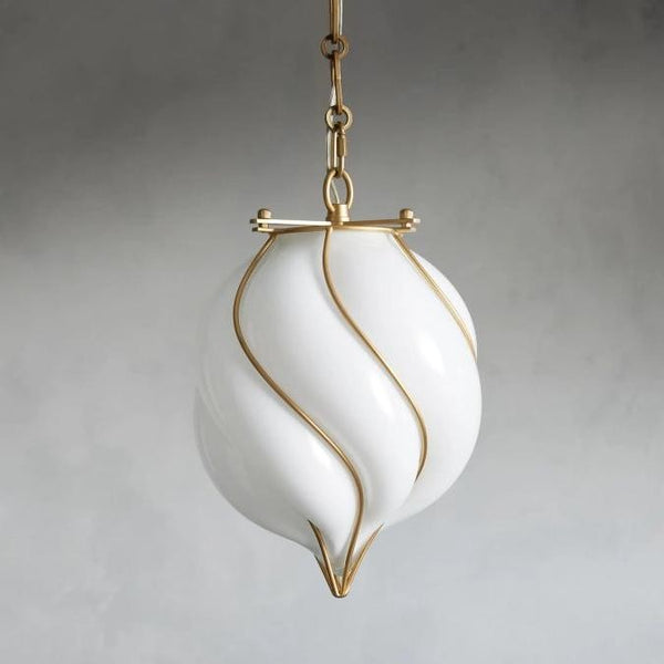 Bubble Glass Globe and Brass Iron Pendant
