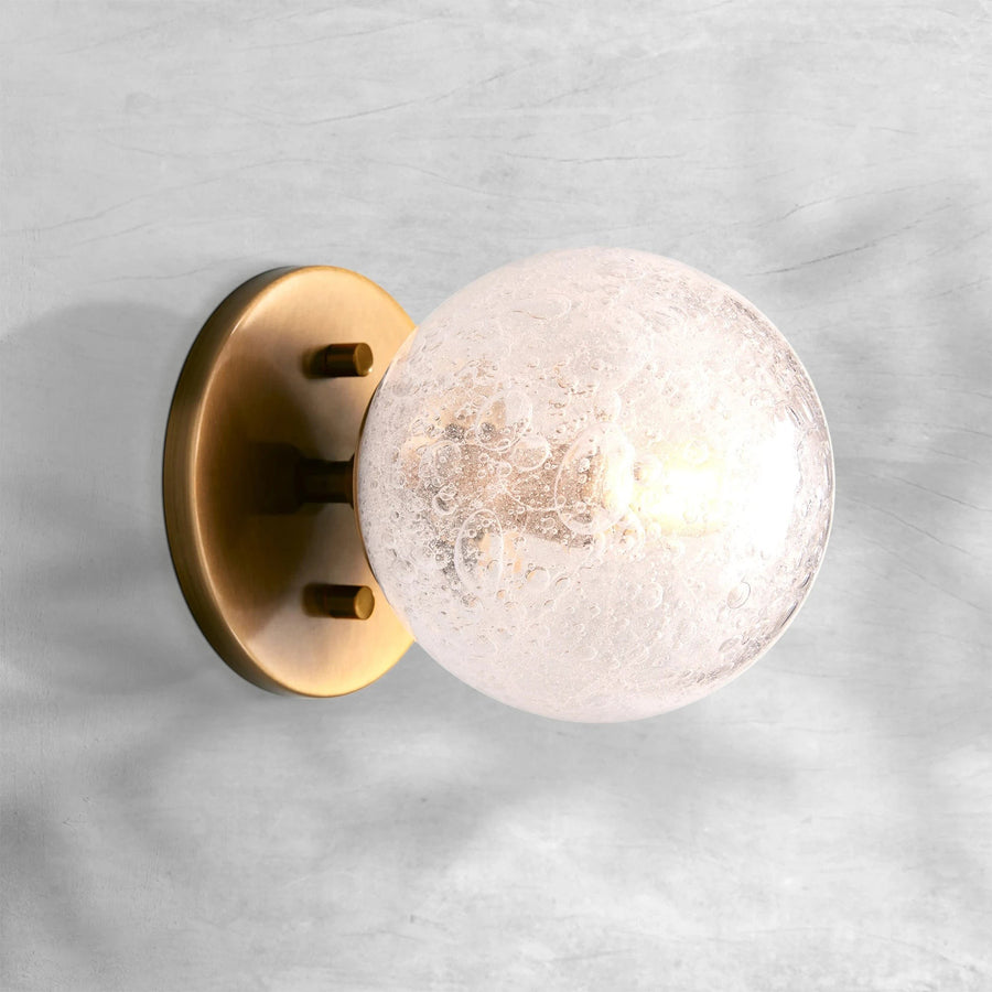 Bubble Glass Globe Wall Sconce with Metal Frame