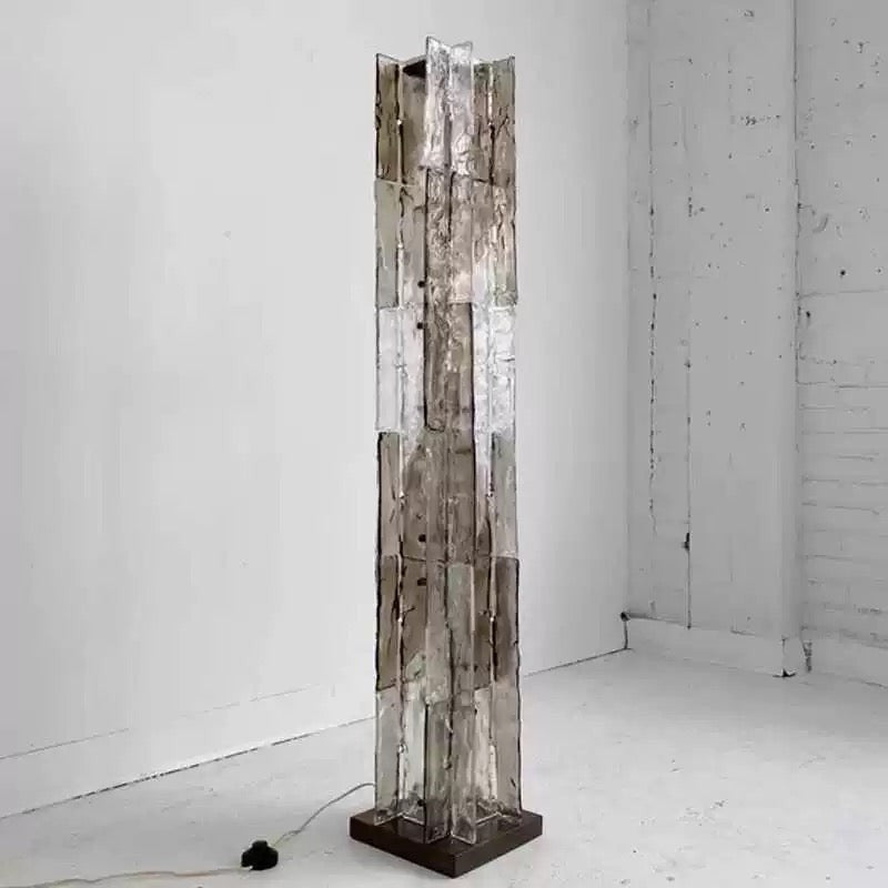 Bubbled Textured Glass Column Floor Lamp
