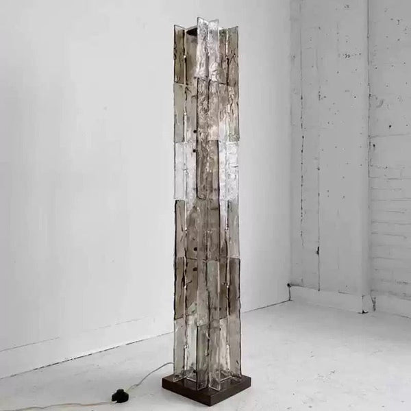 Bubbled Textured Glass Column Floor Lamp