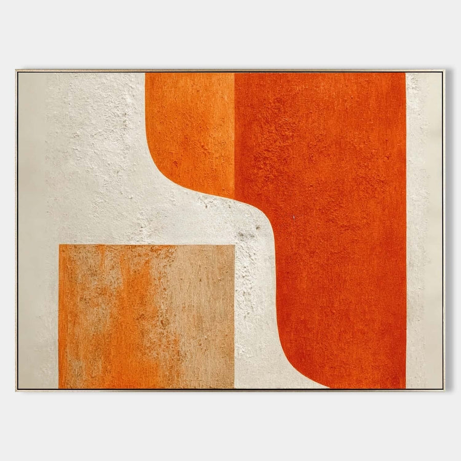 Burnt Orange Curves on Textured Cream