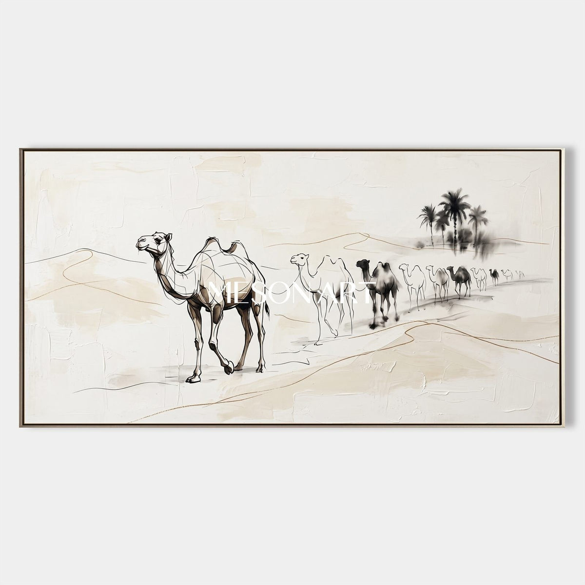 Camel Caravan Toward the Oasis