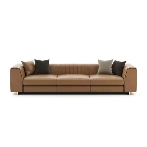 camel brown leather sofa