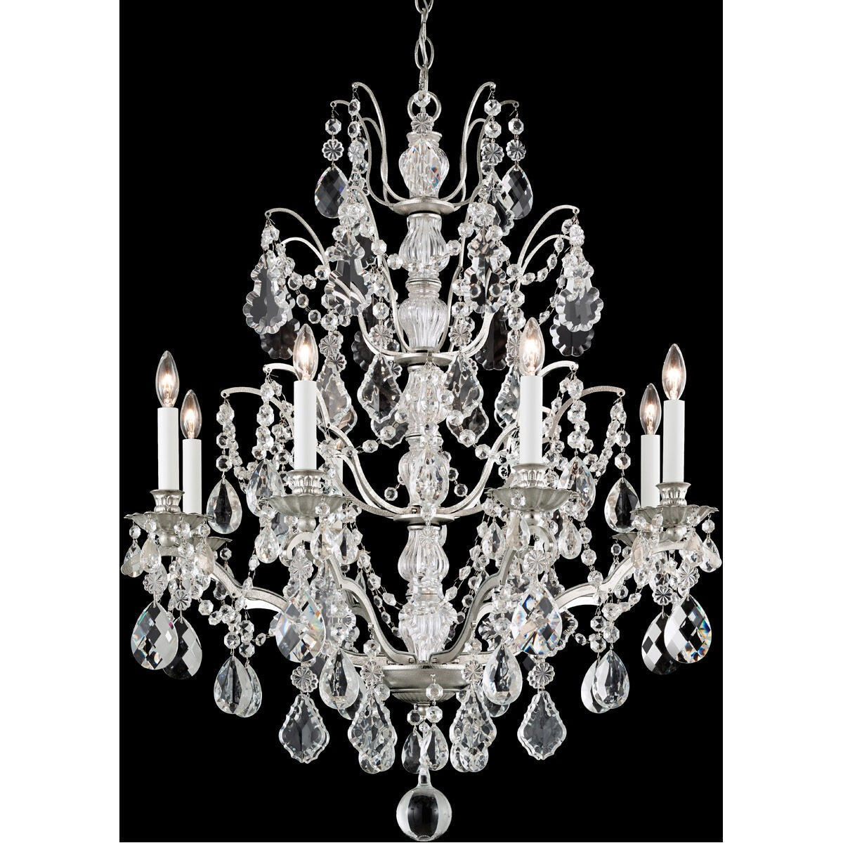 Candle-Style Crystal Chandelier with Gold Frame