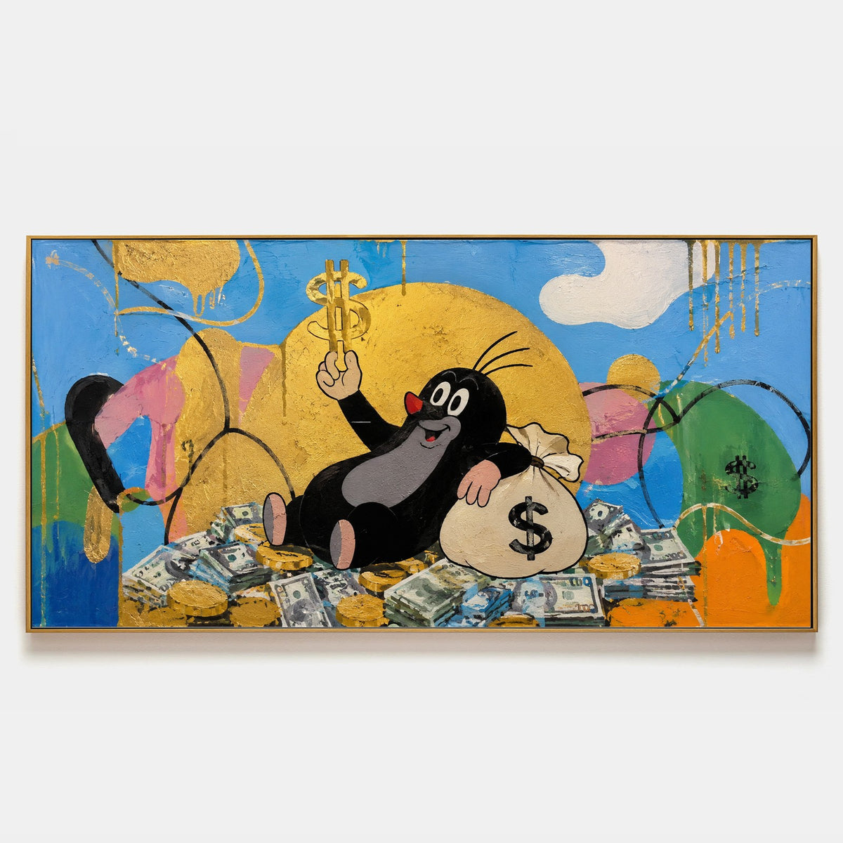 Cartoon Mole on a Golden Fortune