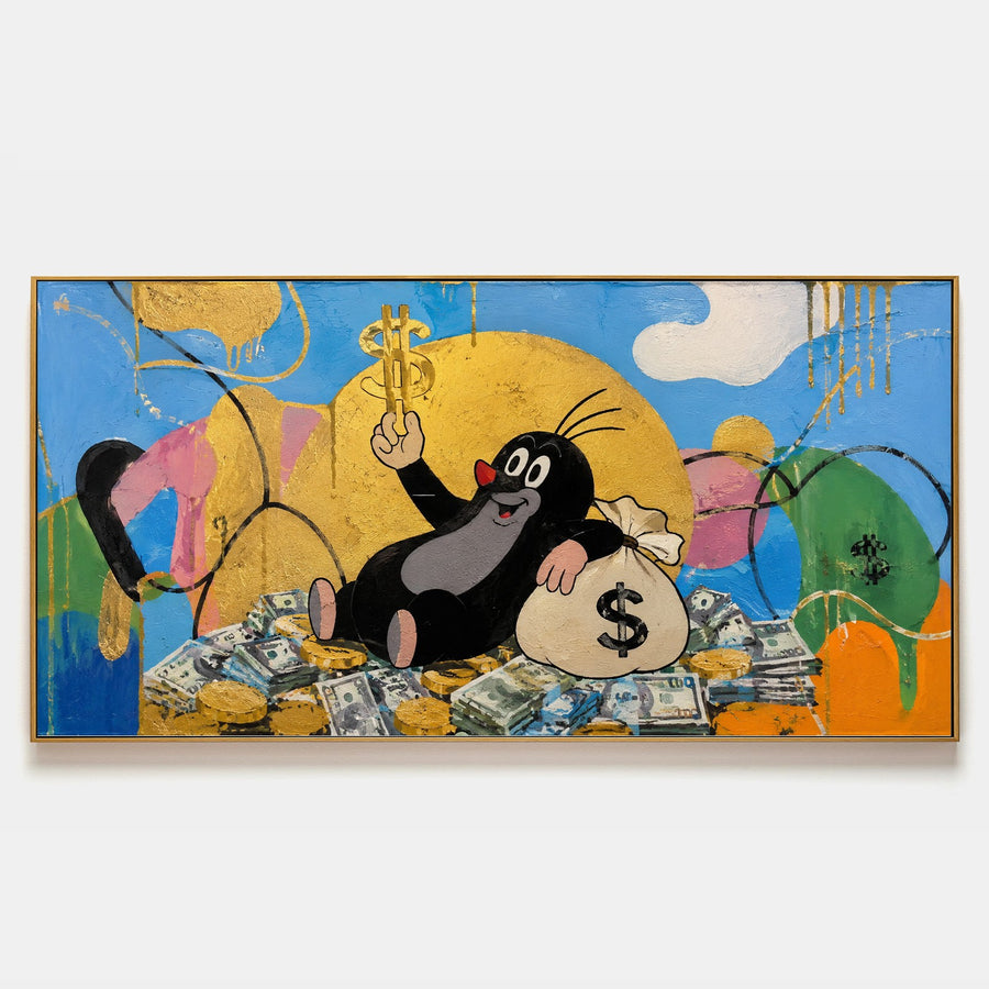 Cartoon Mole on a Golden Fortune