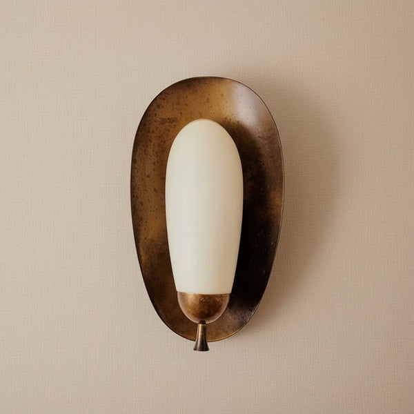 Carved Alabaster Shade and Brass Wall Sconce