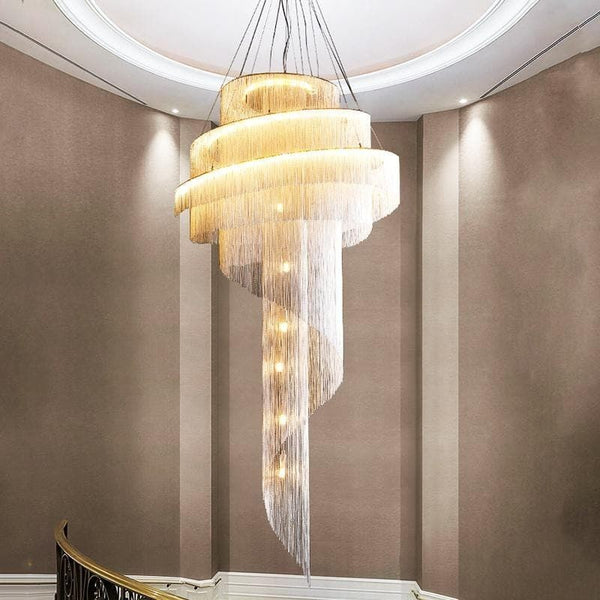 Cascading Aluminum Chain Linear Chandelier
