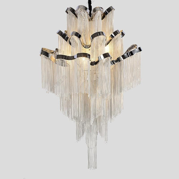 Cascading Aluminum Chain Stainless Steel Chandelier