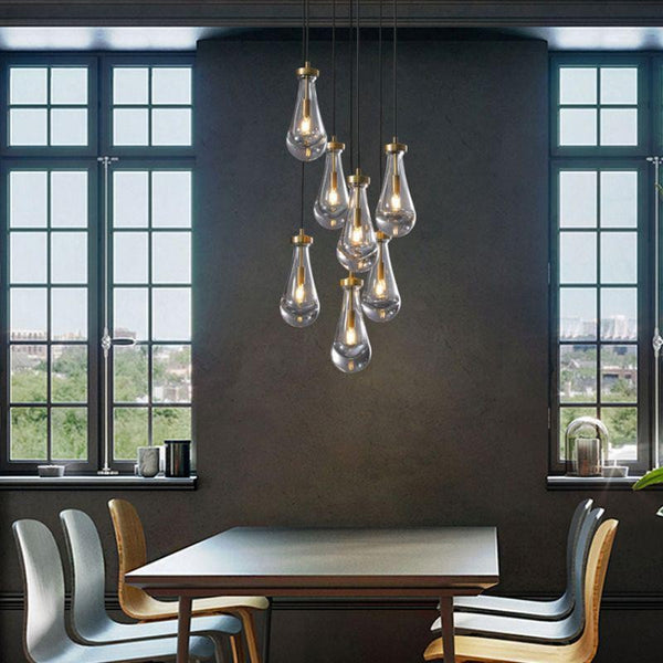 Cascading Blown Glass Bubble Cluster Chandelier