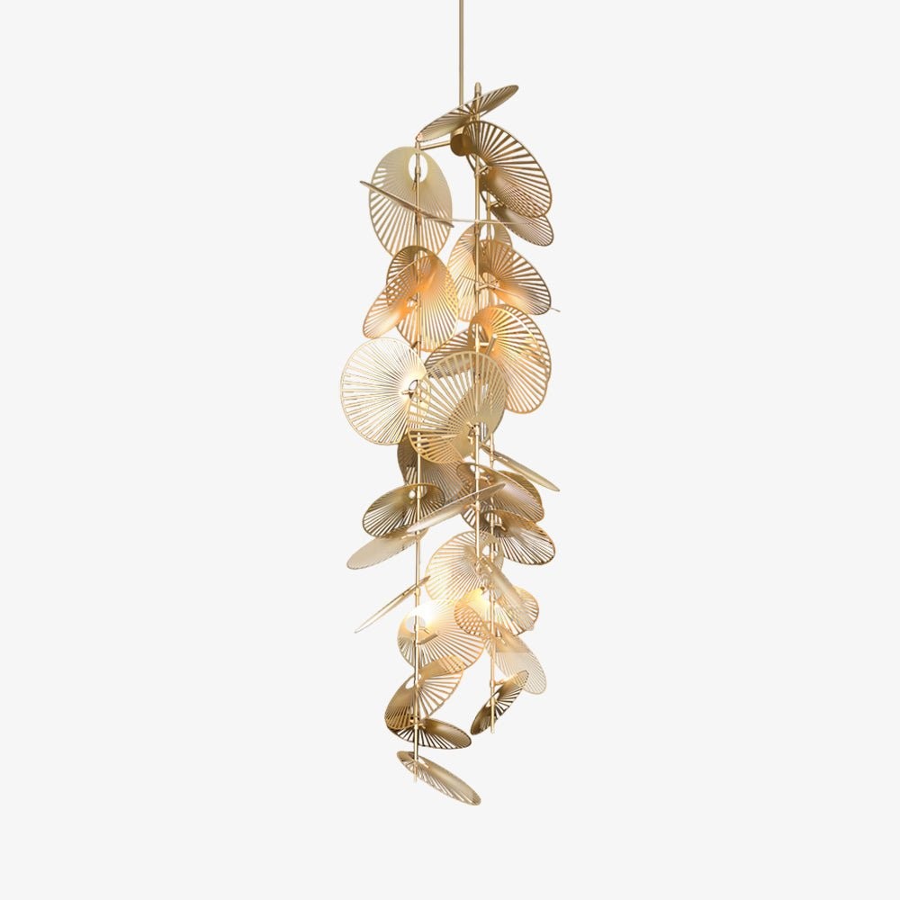 Cascading Brushed Gold Aluminum Leaf Chandelier
