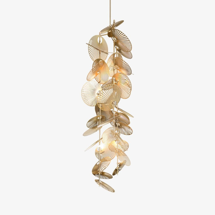 Cascading Brushed Gold Aluminum Leaf Chandelier