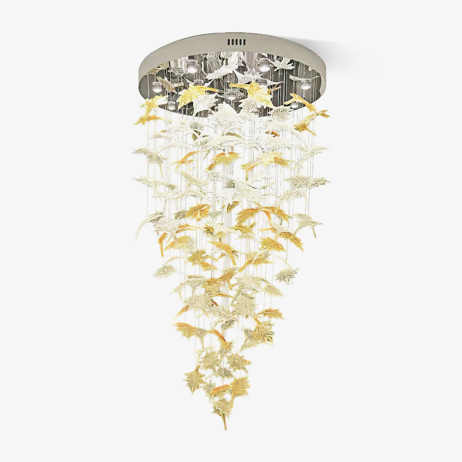 Cascading Colored Glass Maple Leaf Chandelier