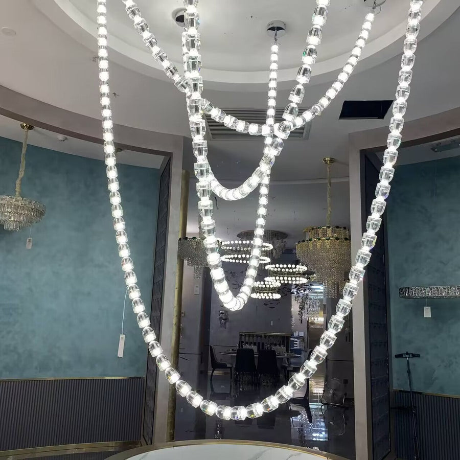 Cascading Crystal Bullet Strand Linear Chandelier