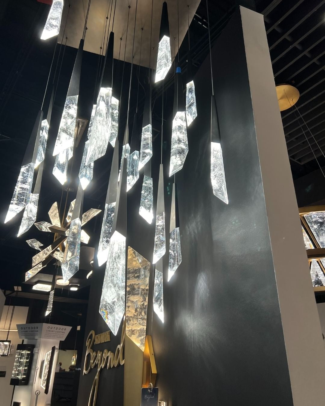 Cascading Crystal Cluster Chandelier with Square Canopy