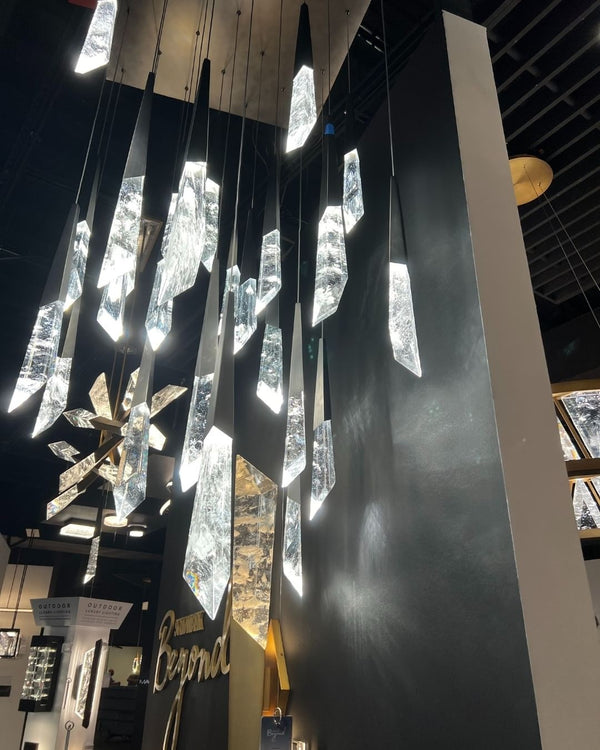 Cascading Crystal Cluster Chandelier with Square Canopy