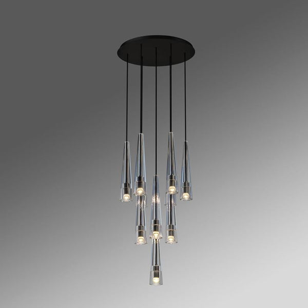Cascading Glass Cluster Bronze Chandelier