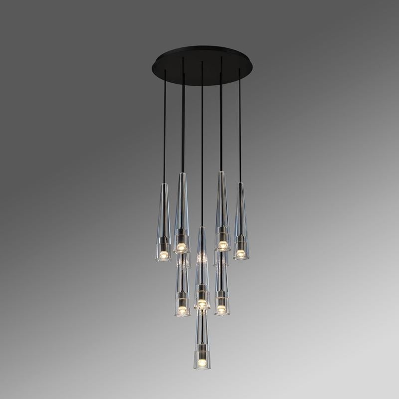 Cascading Glass Cluster Bronze Chandelier