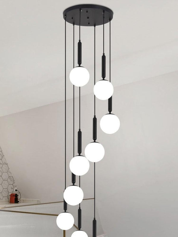Cascading Glass Drop Iron Cluster Pendant